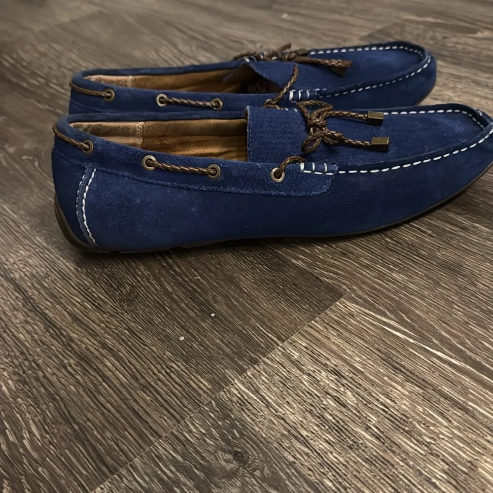 Alfani Men's Blue Suede Driving Loafers Moc Toe Slip On Shoes